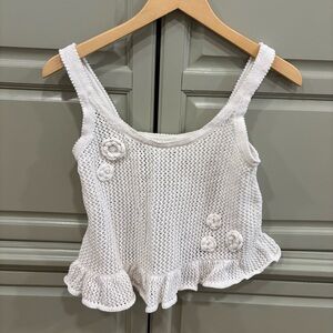 Old Navy White Knit Camisole with Ruffle Hem